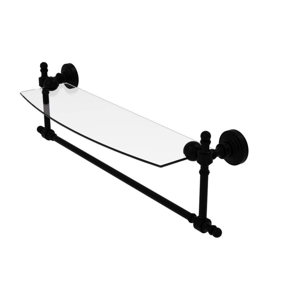 Retro Wave Collection 18 Inch Glass Vanity Shelf with Integrated Towel Bar