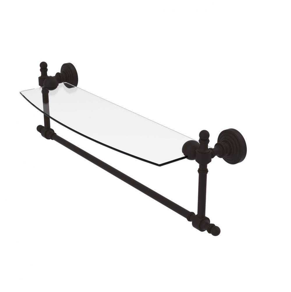 Retro Wave Collection 18 Inch Glass Vanity Shelf with Integrated Towel Bar