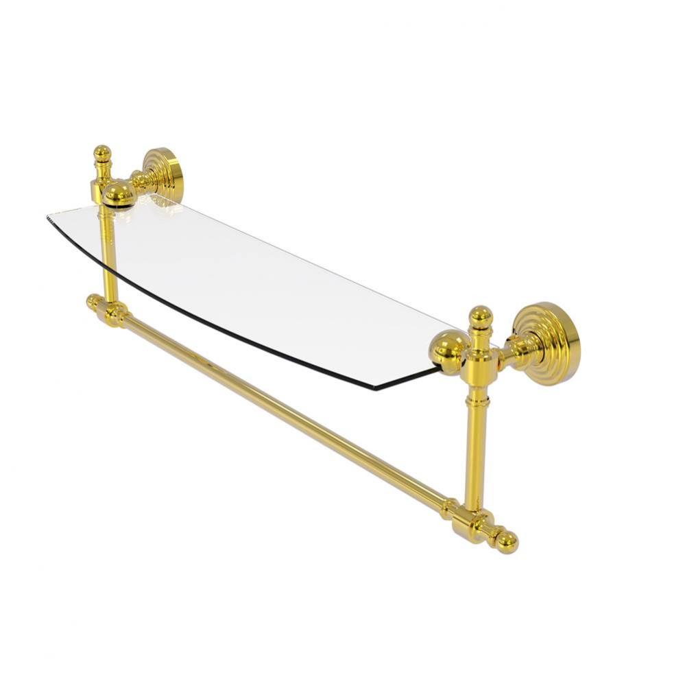 Retro Wave Collection 18 Inch Glass Vanity Shelf with Integrated Towel Bar