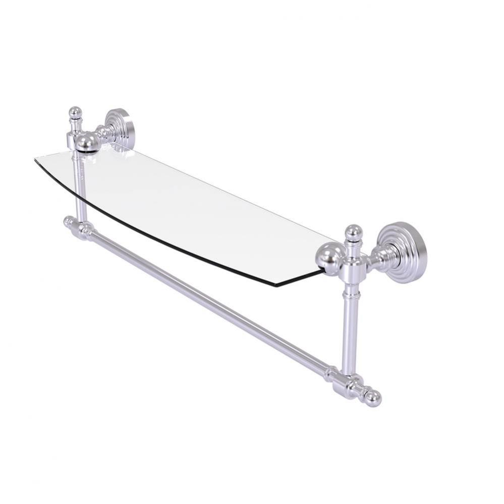 Retro Wave Collection 18 Inch Glass Vanity Shelf with Integrated Towel Bar