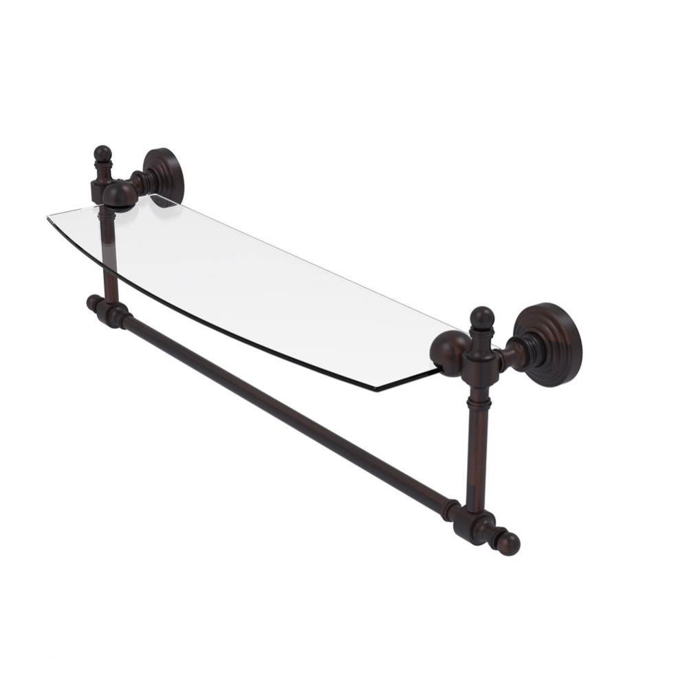 Retro Wave Collection 18 Inch Glass Vanity Shelf with Integrated Towel Bar