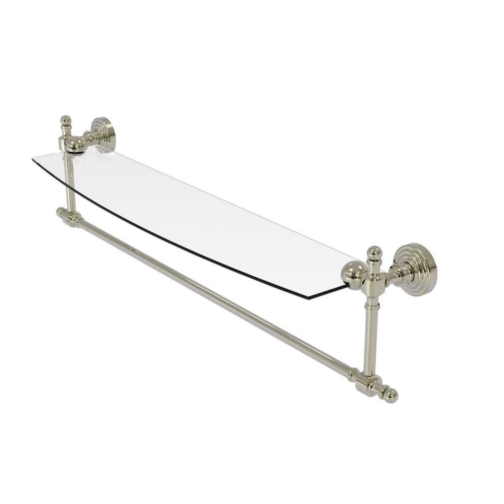 Retro Wave Collection 24 Inch Glass Vanity Shelf with Integrated Towel Bar