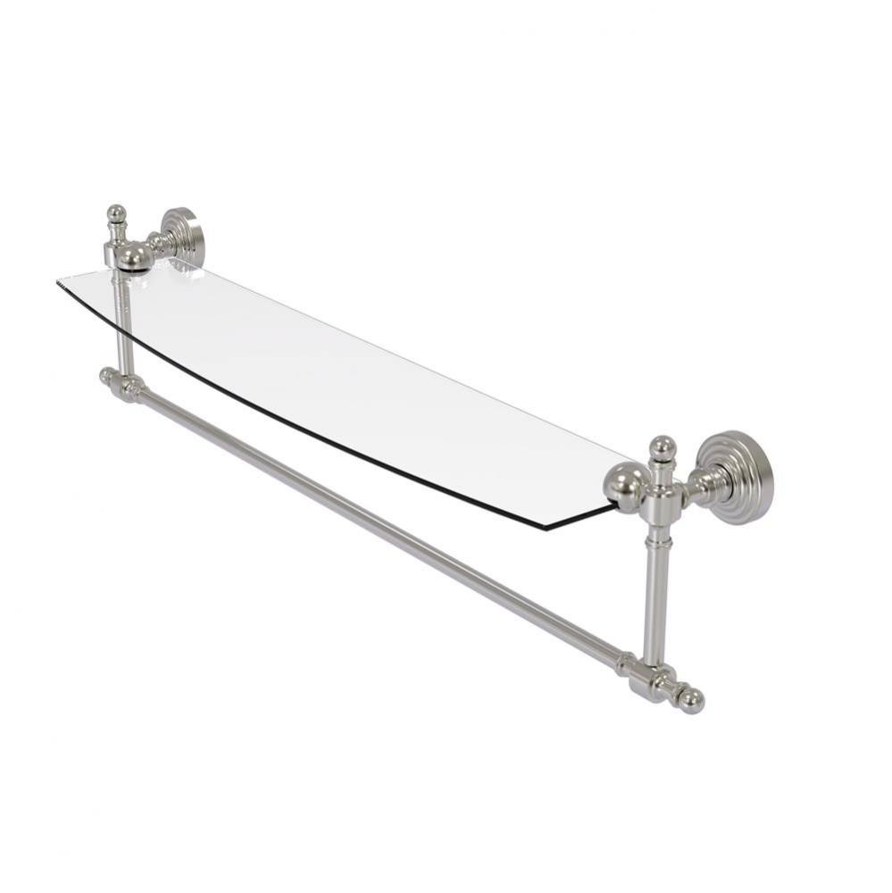 Retro Wave Collection 24 Inch Glass Vanity Shelf with Integrated Towel Bar