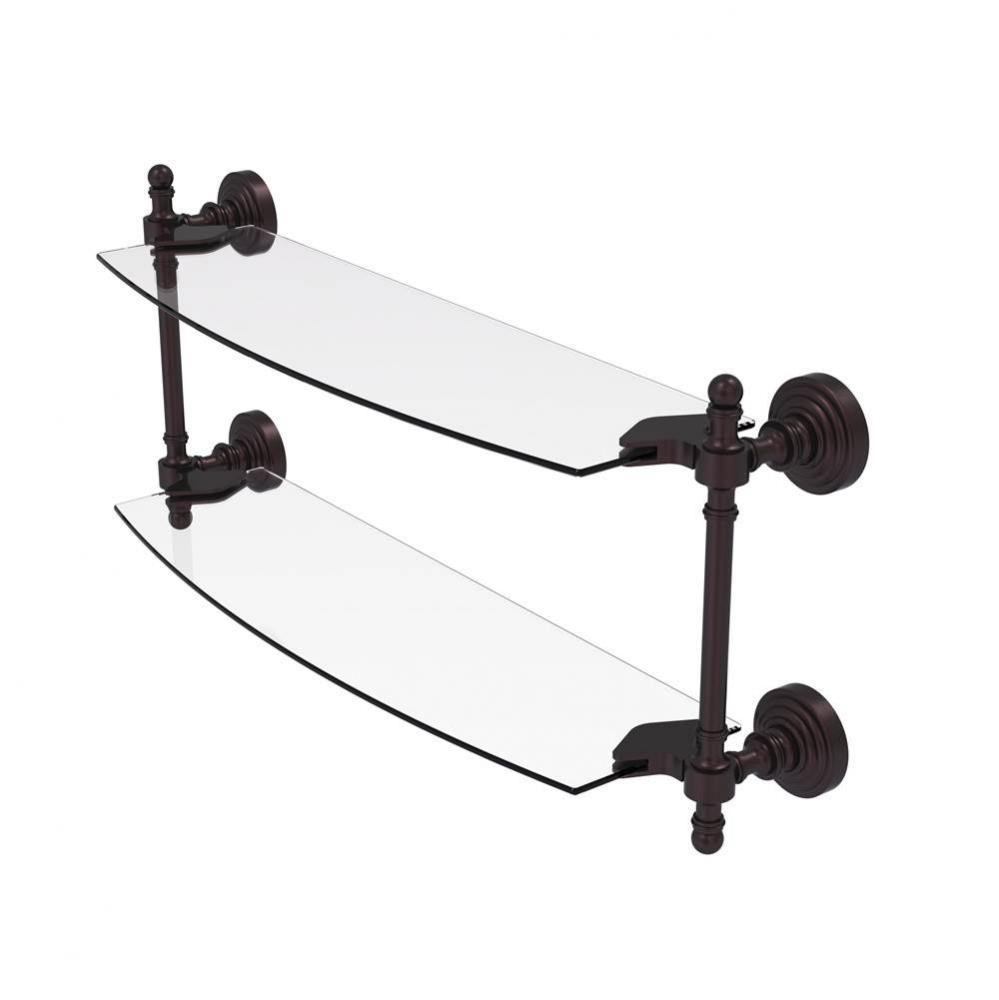 Retro Wave Collection 18 Inch Two Tiered Glass Shelf