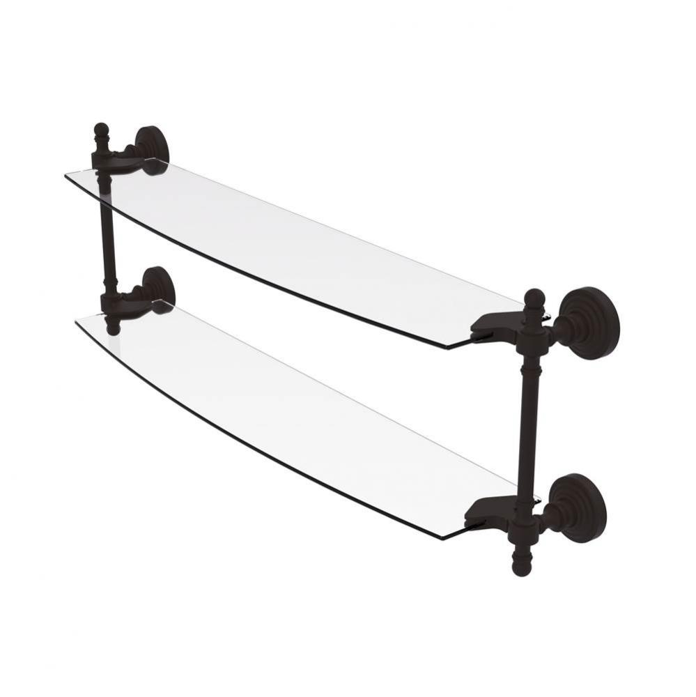 Retro Wave Collection 24 Inch Two Tiered Glass Shelf