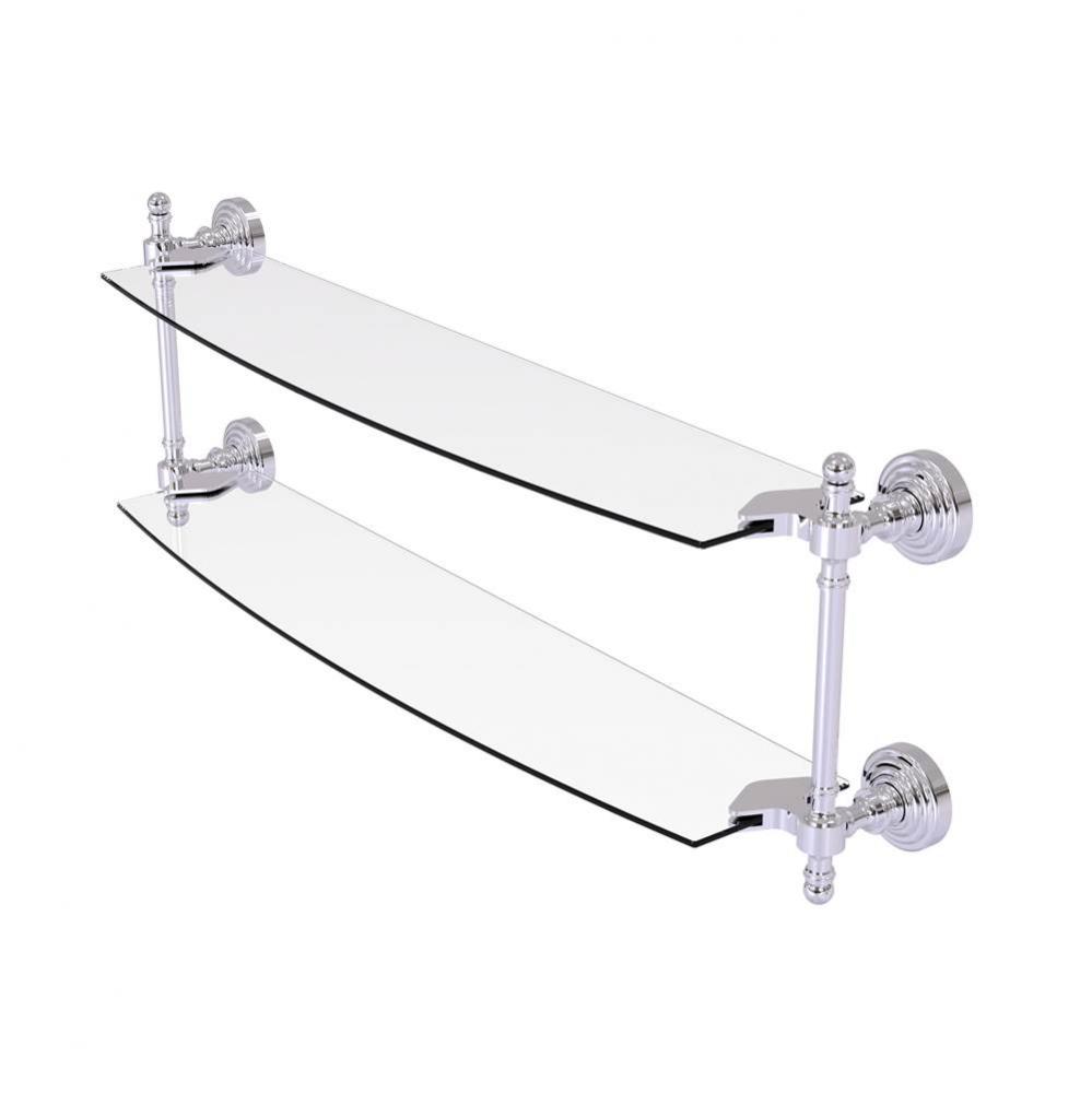 Retro Wave Collection 24 Inch Two Tiered Glass Shelf