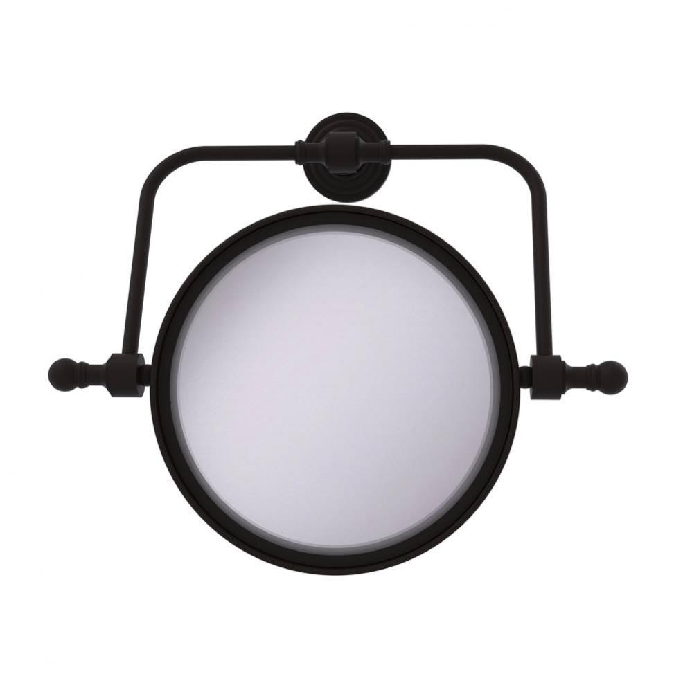 Retro Wave Collection Wall Mounted Swivel Make-Up Mirror 8 Inch Diameter with 2X Magnification