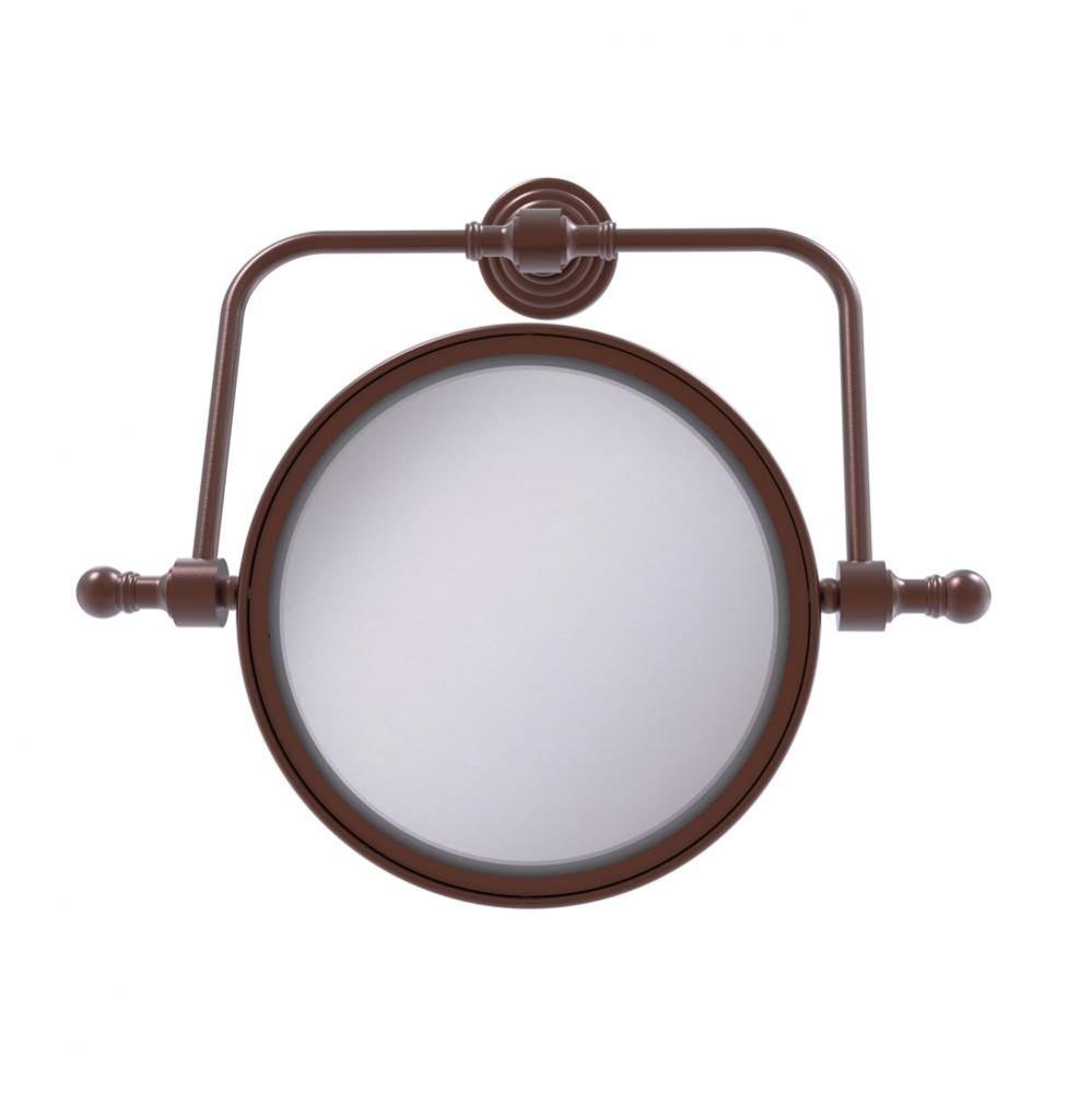 Retro Wave Collection Wall Mounted Swivel Make-Up Mirror 8 Inch Diameter with 4X Magnification