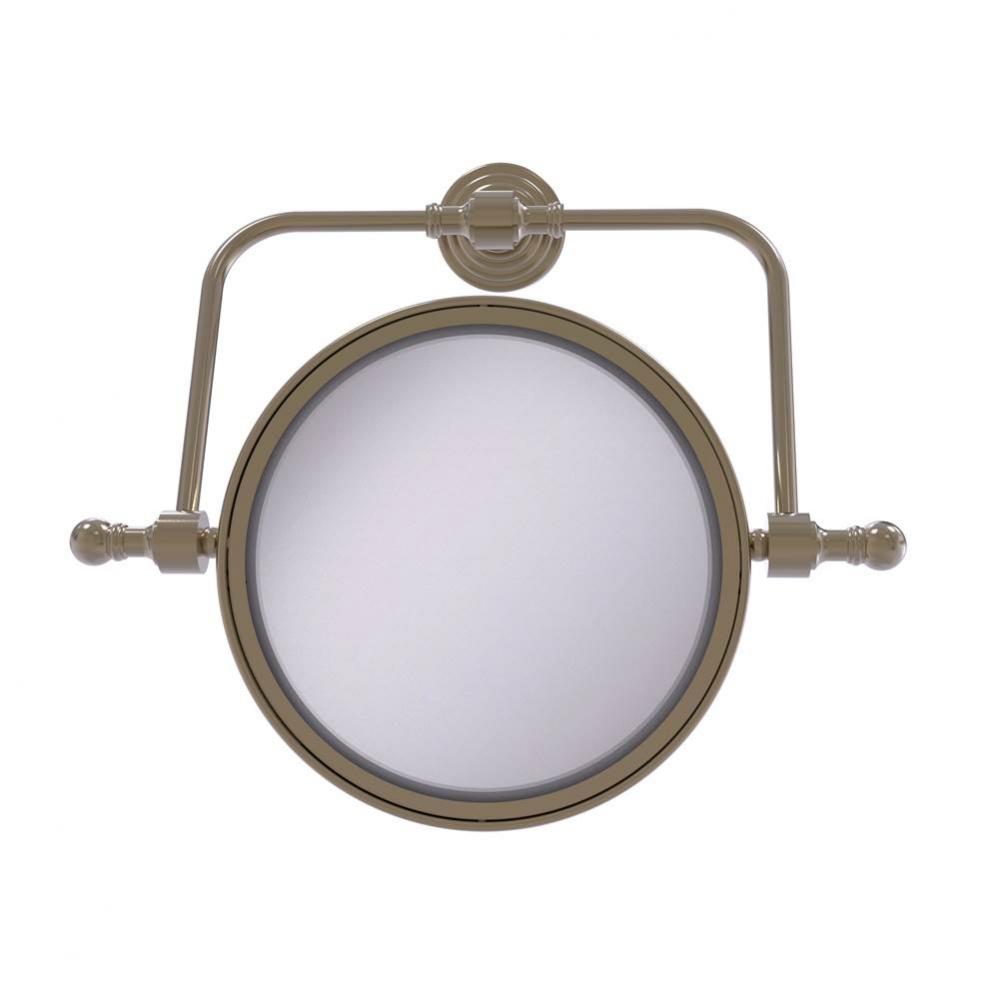 Retro Wave Collection Wall Mounted Swivel Make-Up Mirror 8 Inch Diameter with 4X Magnification
