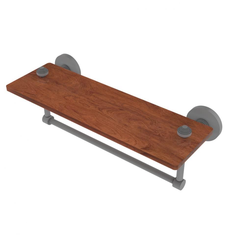 South Beach Collection 16 Inch Solid IPE Ironwood Shelf with Integrated Towel Bar