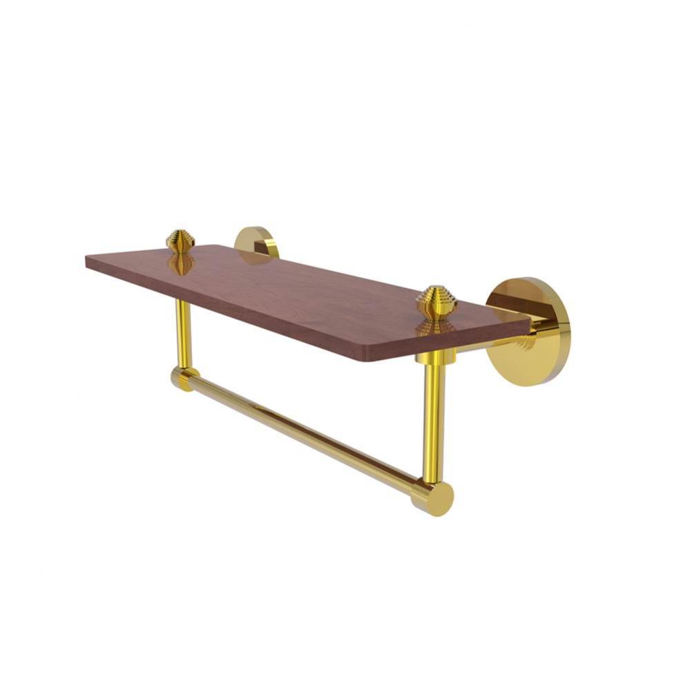 South Beach Collection 16 Inch Solid IPE Ironwood Shelf with Integrated Towel Bar