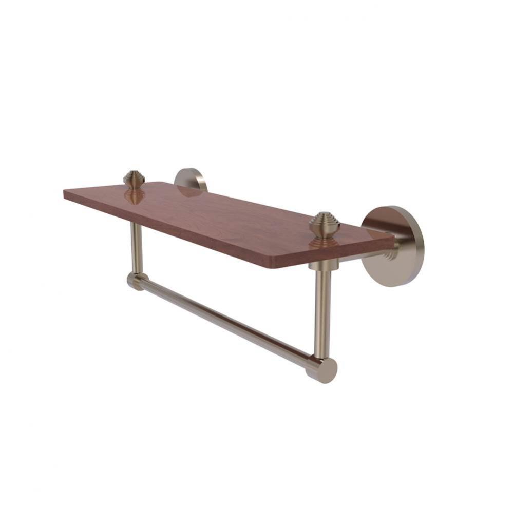 South Beach Collection 16 Inch Solid IPE Ironwood Shelf with Integrated Towel Bar