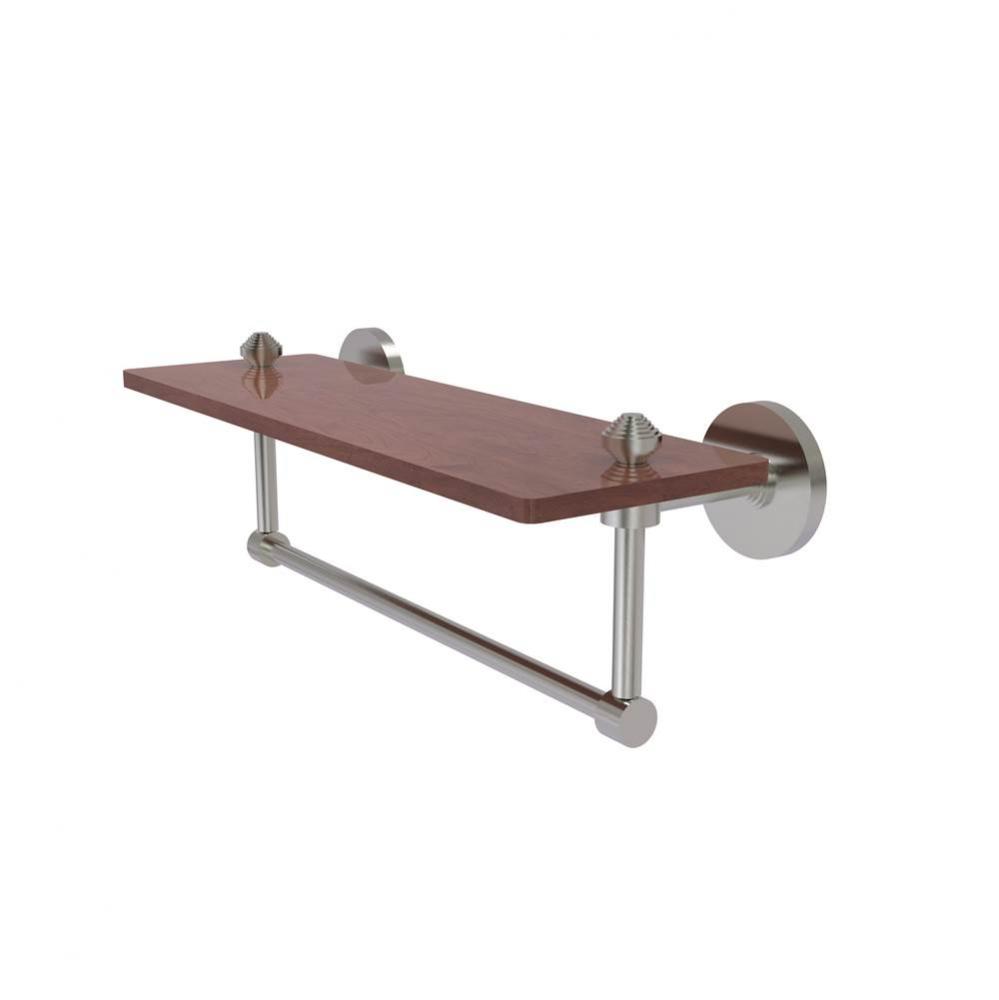 South Beach Collection 16 Inch Solid IPE Ironwood Shelf with Integrated Towel Bar