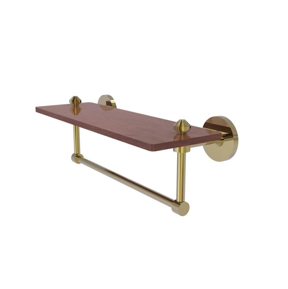South Beach Collection 16 Inch Solid IPE Ironwood Shelf with Integrated Towel Bar