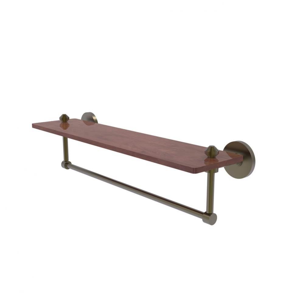 South Beach Collection 22 Inch Solid IPE Ironwood Shelf with Integrated Towel Bar