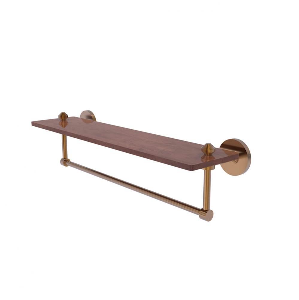 South Beach Collection 22 Inch Solid IPE Ironwood Shelf with Integrated Towel Bar