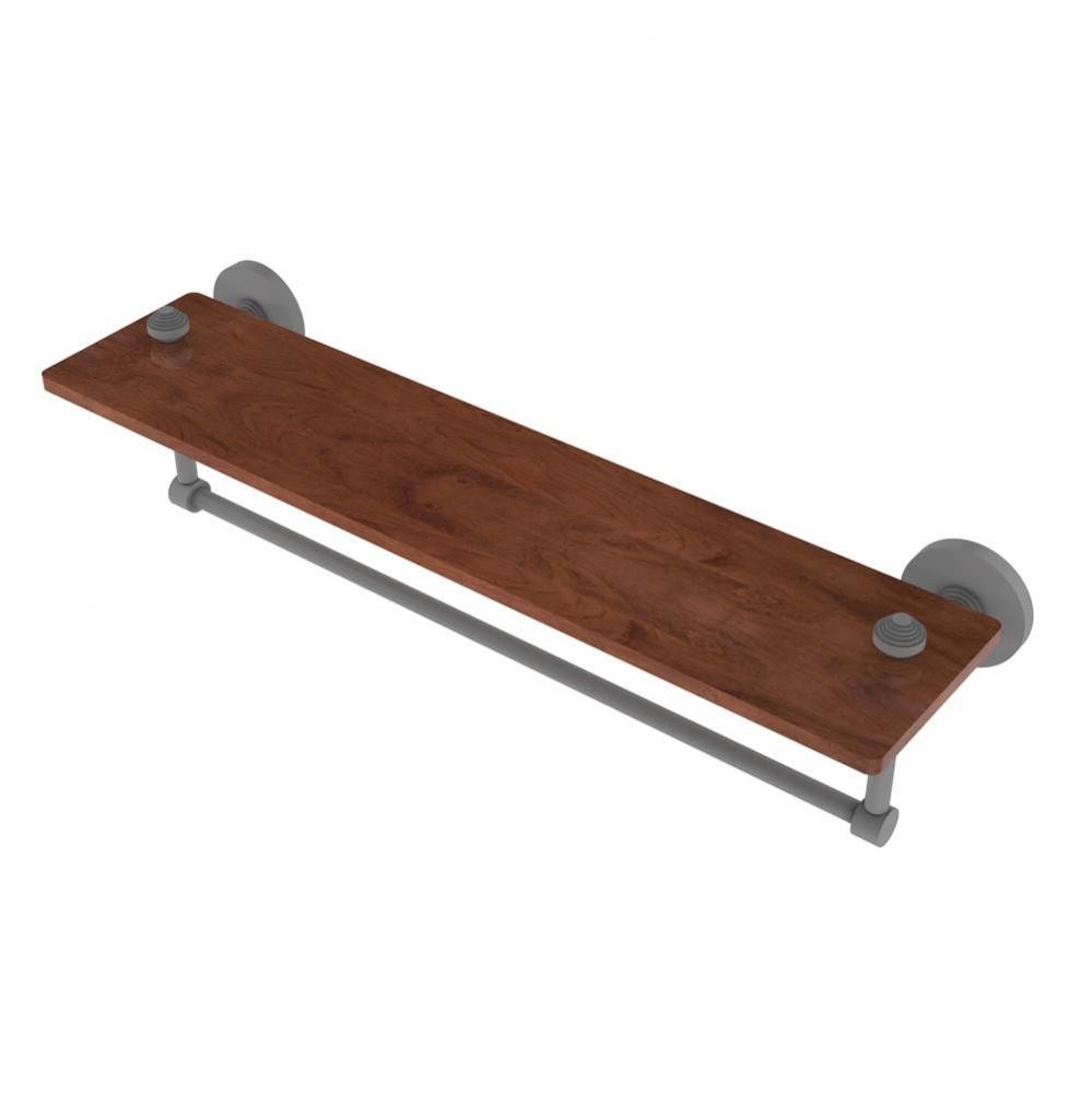 South Beach Collection 22 Inch Solid IPE Ironwood Shelf with Integrated Towel Bar