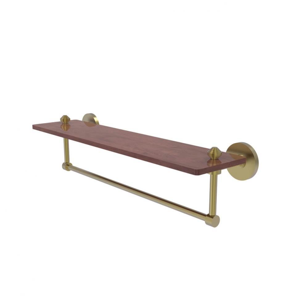 South Beach Collection 22 Inch Solid IPE Ironwood Shelf with Integrated Towel Bar