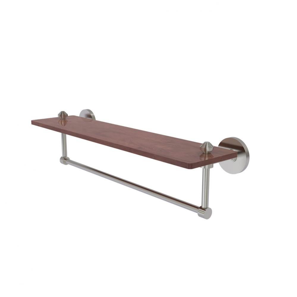 South Beach Collection 22 Inch Solid IPE Ironwood Shelf with Integrated Towel Bar