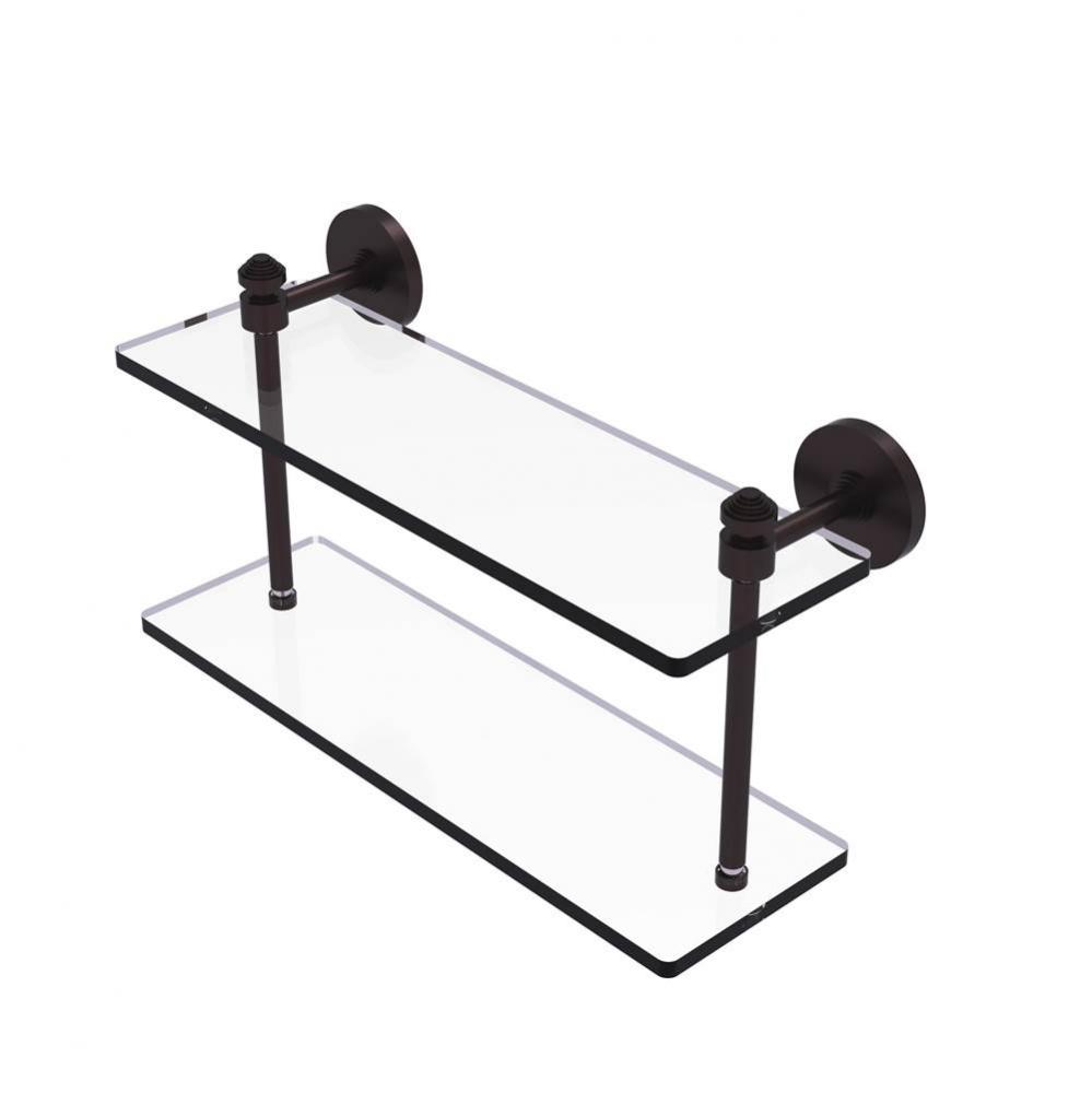 Southbeach Collection 16 Inch Two Tiered Glass Shelf