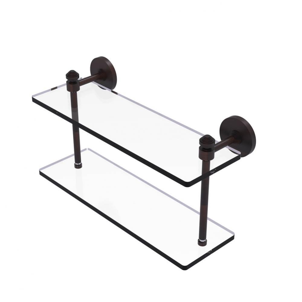 Southbeach Collection 16 Inch Two Tiered Glass Shelf