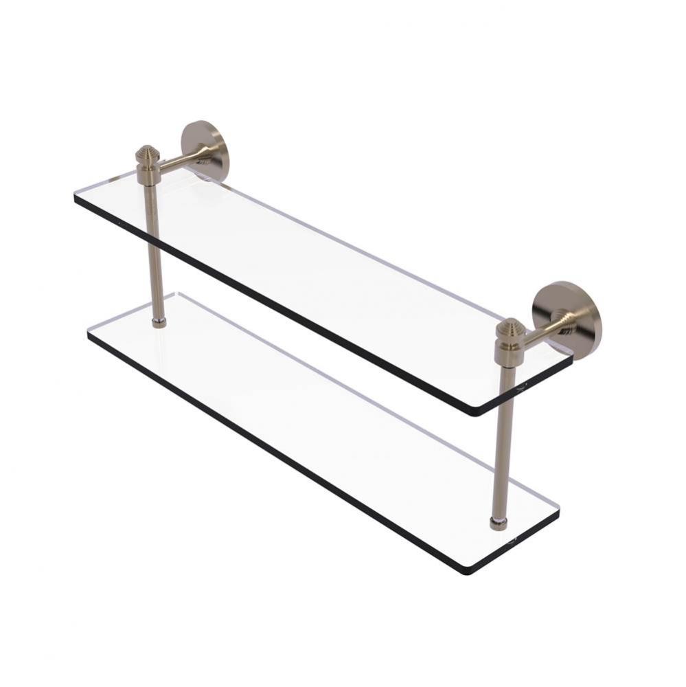 Southbeach Collection 22 Inch Two Tiered Glass Shelf