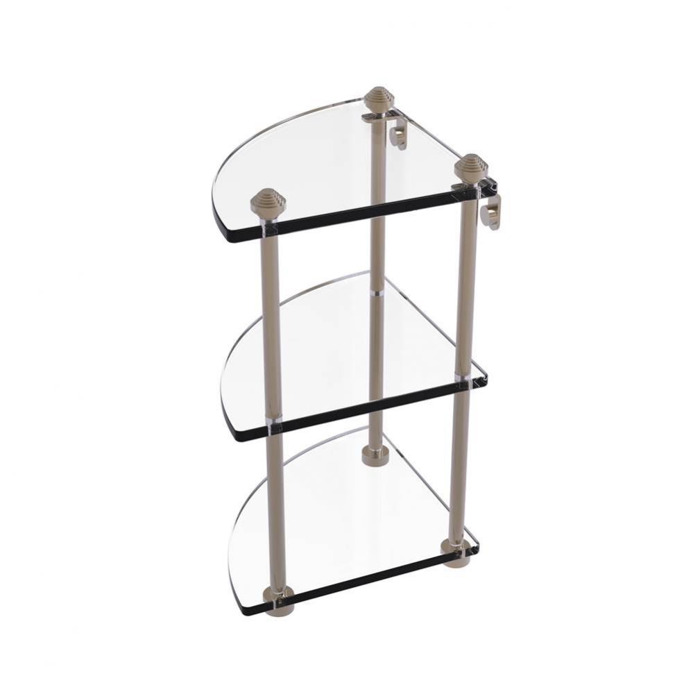 Southbeach Collection Three Tier Corner Glass Shelf