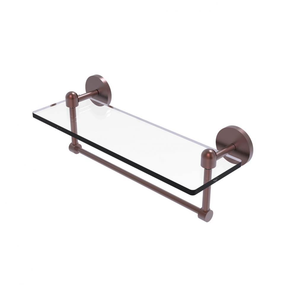 Tango Collection 16 Inch Glass Vanity Shelf with Integrated Towel Bar