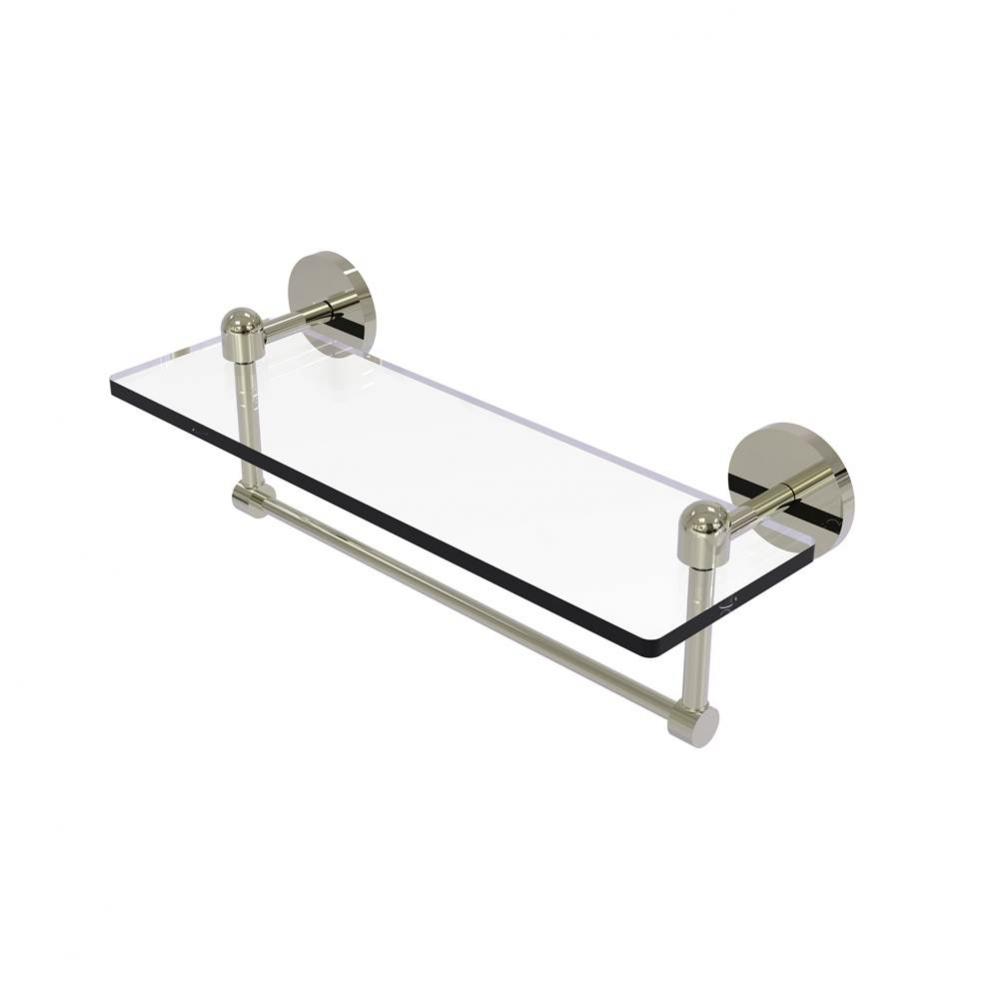 Tango Collection 16 Inch Glass Vanity Shelf with Integrated Towel Bar