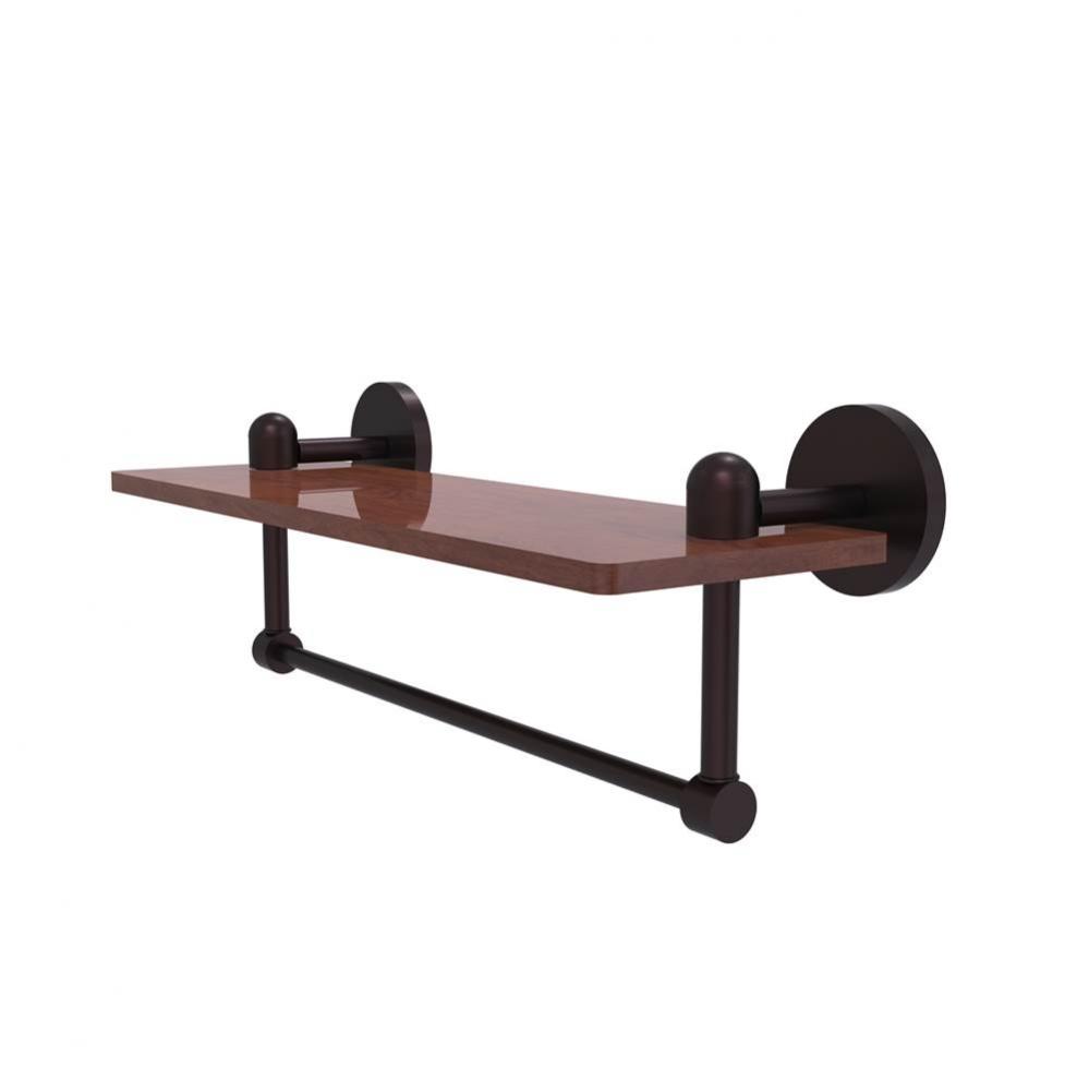 Tango Collection 16 Inch Solid IPE Ironwood Shelf with Integrated Towel Bar