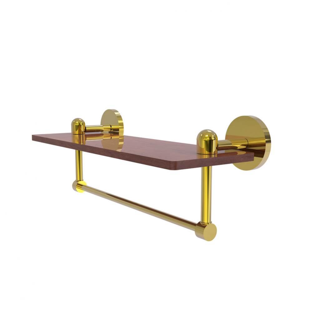 Tango Collection 16 Inch Solid IPE Ironwood Shelf with Integrated Towel Bar