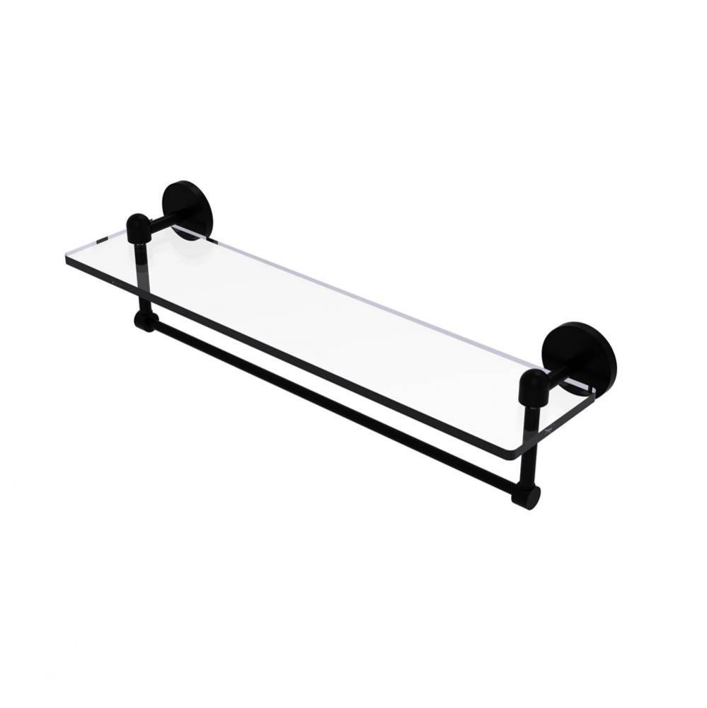 Tango Collection 22 Inch Glass Vanity Shelf with Integrated Towel Bar