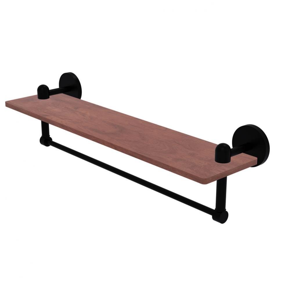 Tango Collection 22 Inch Solid IPE Ironwood Shelf with Integrated Towel Bar