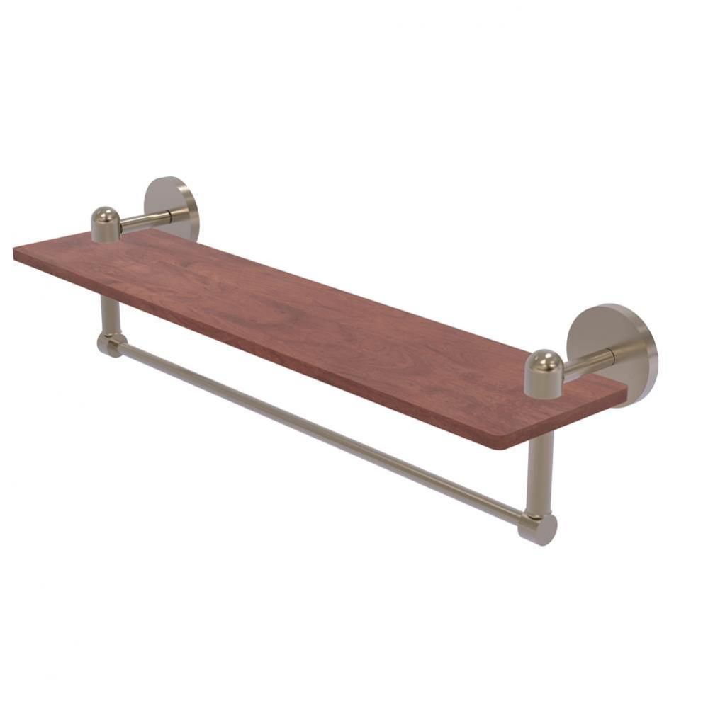 Tango Collection 22 Inch Solid IPE Ironwood Shelf with Integrated Towel Bar