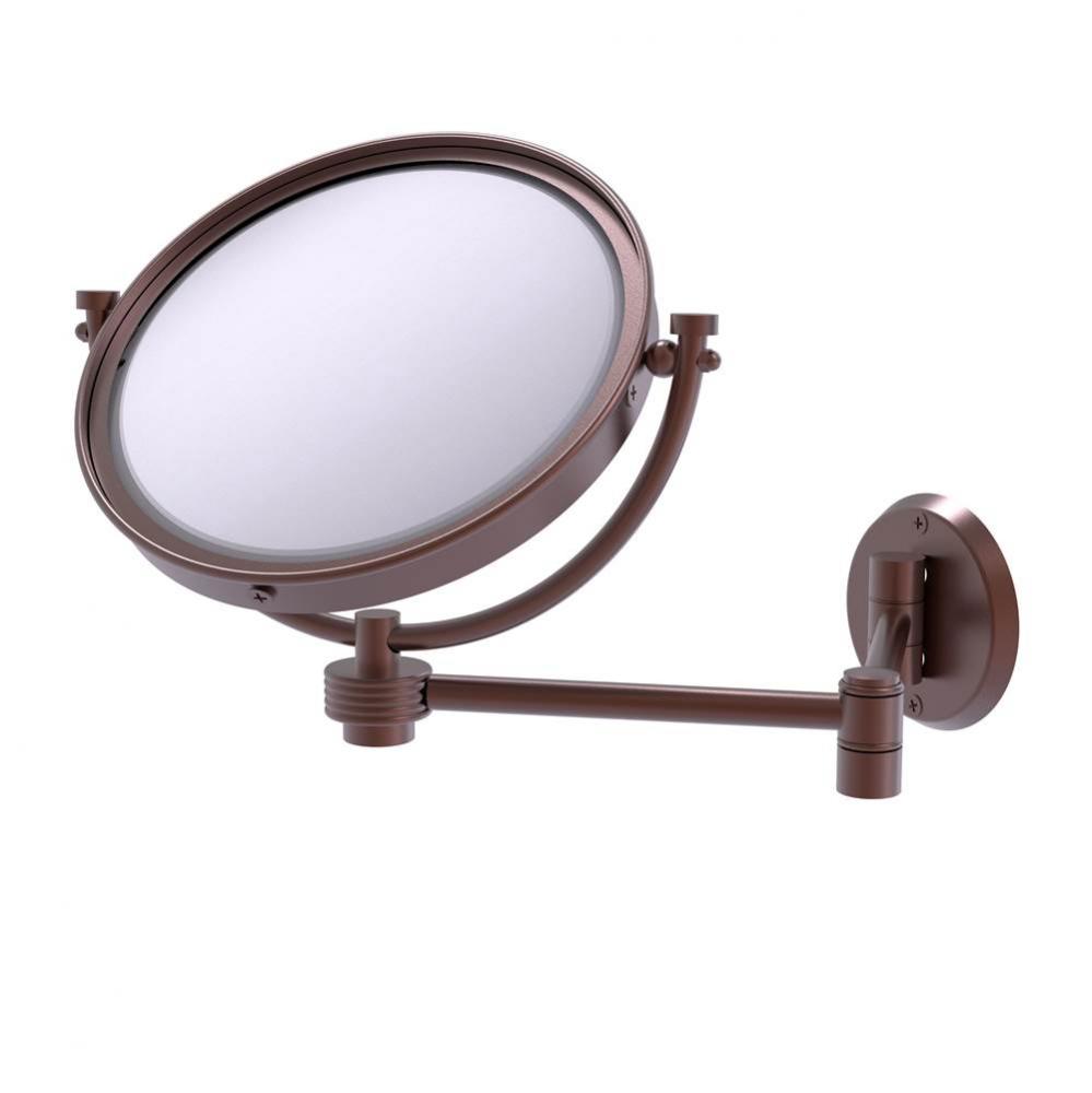 8 Inch Wall Mounted Extending Make-Up Mirror 3X Magnification with Groovy Accent