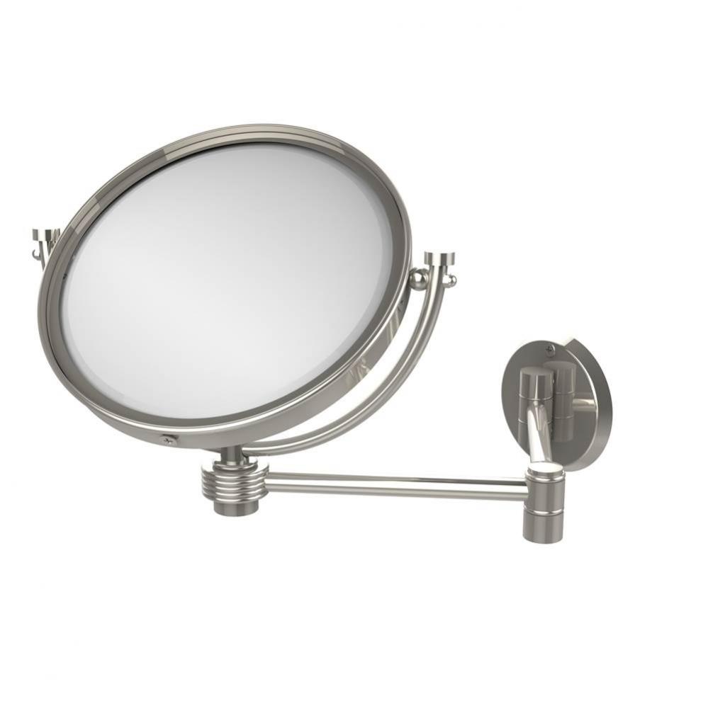 8 Inch Wall Mounted Extending Make-Up Mirror 4X Magnification with Groovy Accent
