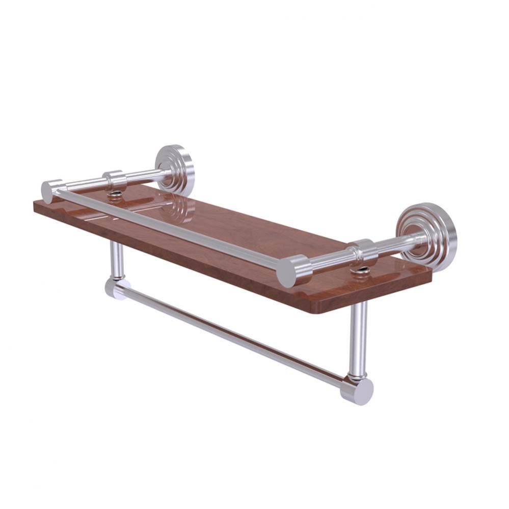 Waverly Place Collection 16 Inch IPE Ironwood Shelf with Gallery Rail and Towel Bar