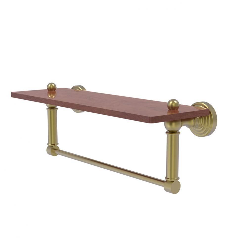 Waverly Place Collection 16 Inch Solid IPE Ironwood Shelf with Integrated Towel Bar