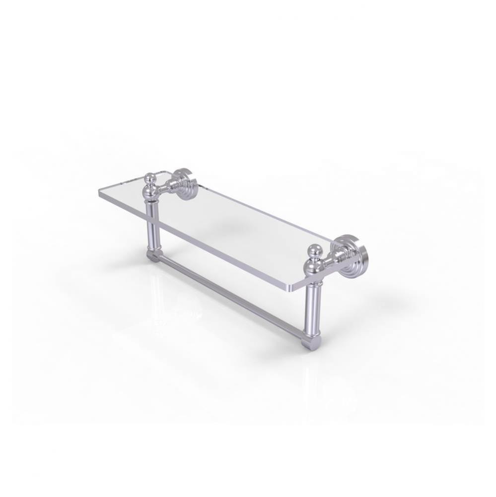 Waverly Place 16 Inch Glass Vanity Shelf with Integrated Towel Bar