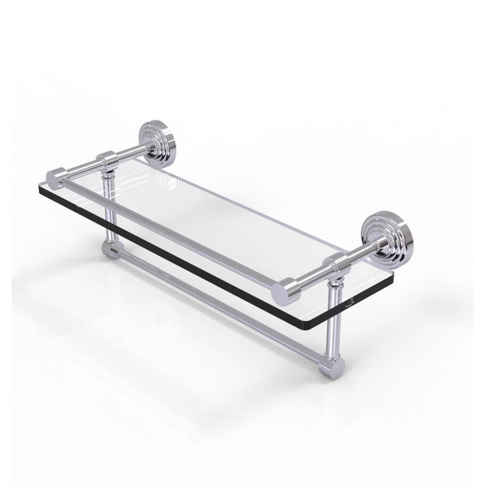 16 Inch Gallery Glass Shelf with Towel Bar