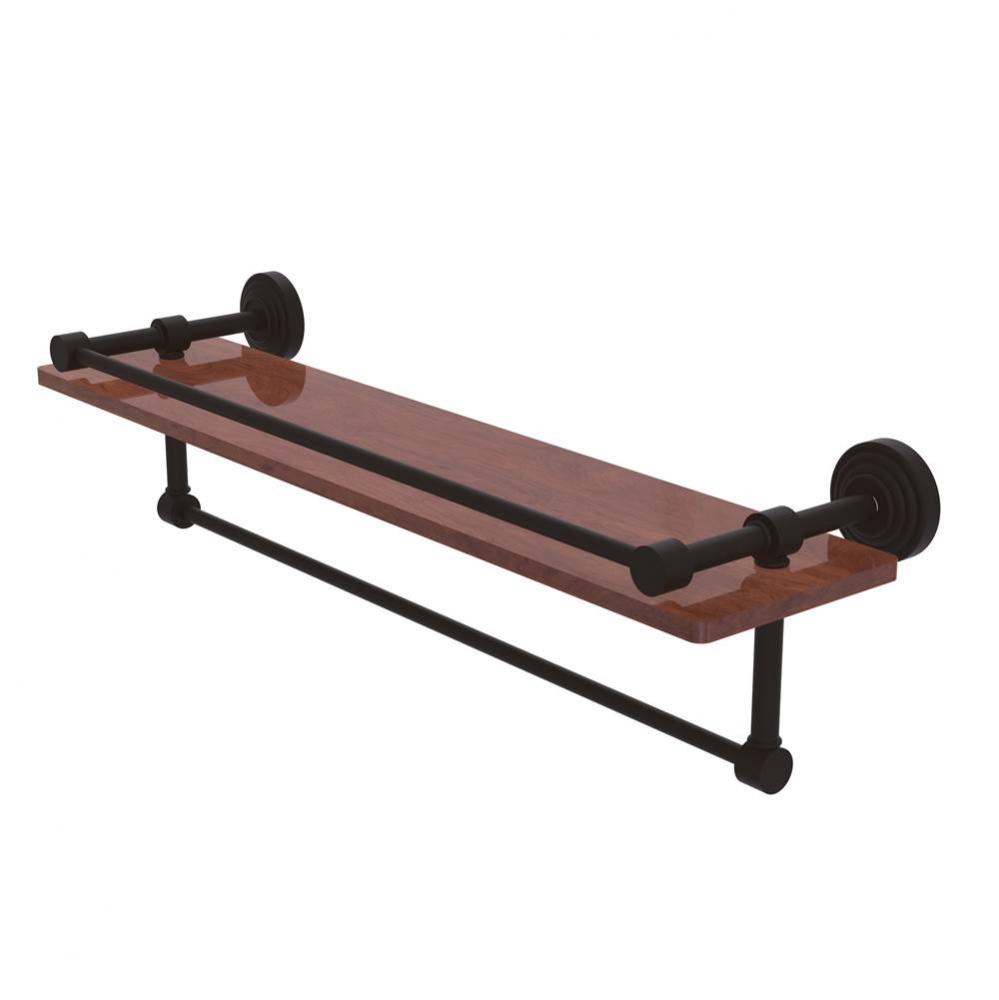 Waverly Place Collection 22 Inch IPE Ironwood Shelf with Gallery Rail and Towel Bar