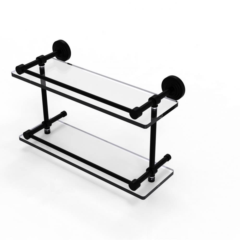 Waverly Place 16 Inch Double Glass Shelf with Gallery Rail