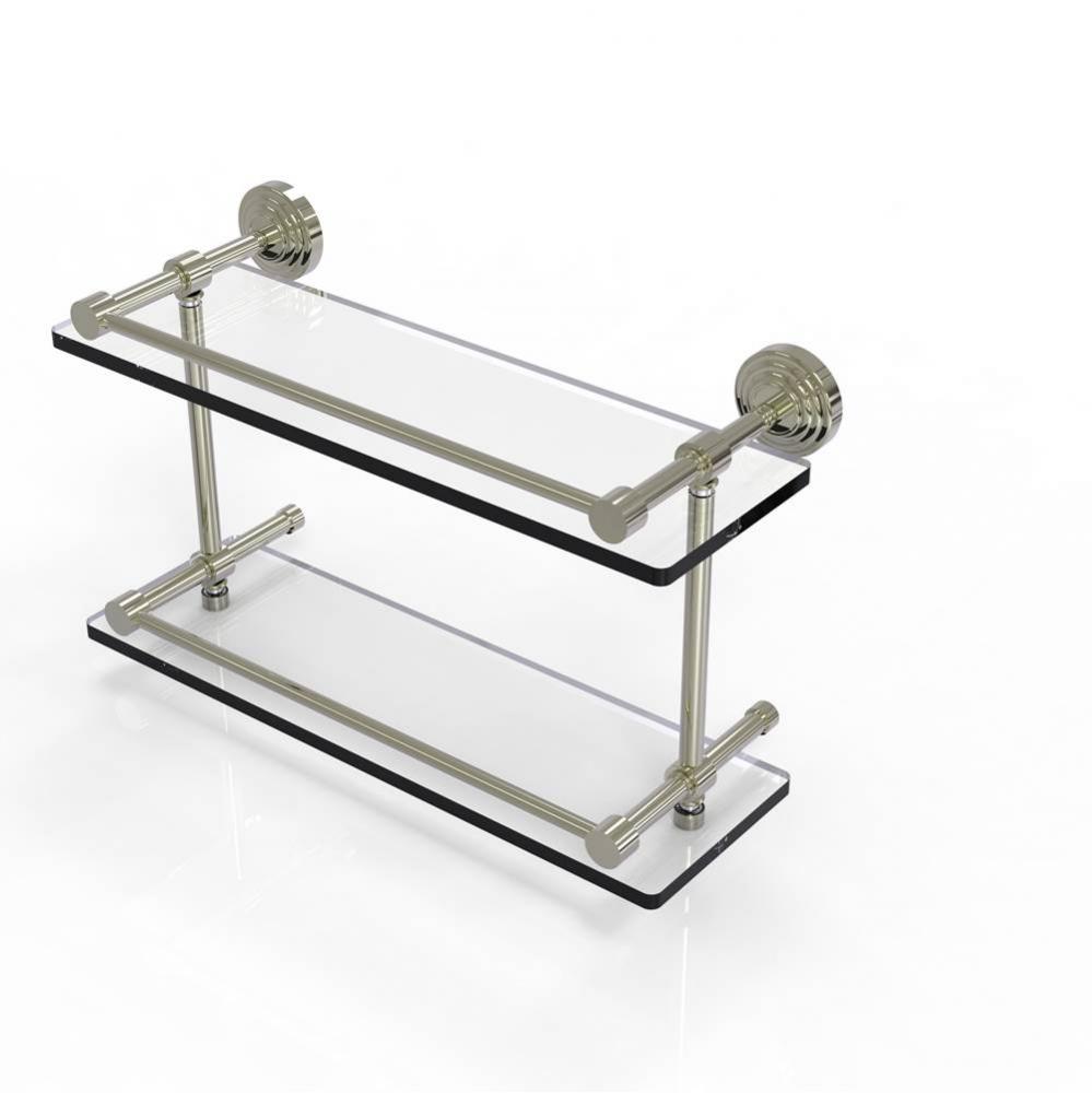 Waverly Place 16 Inch Double Glass Shelf with Gallery Rail