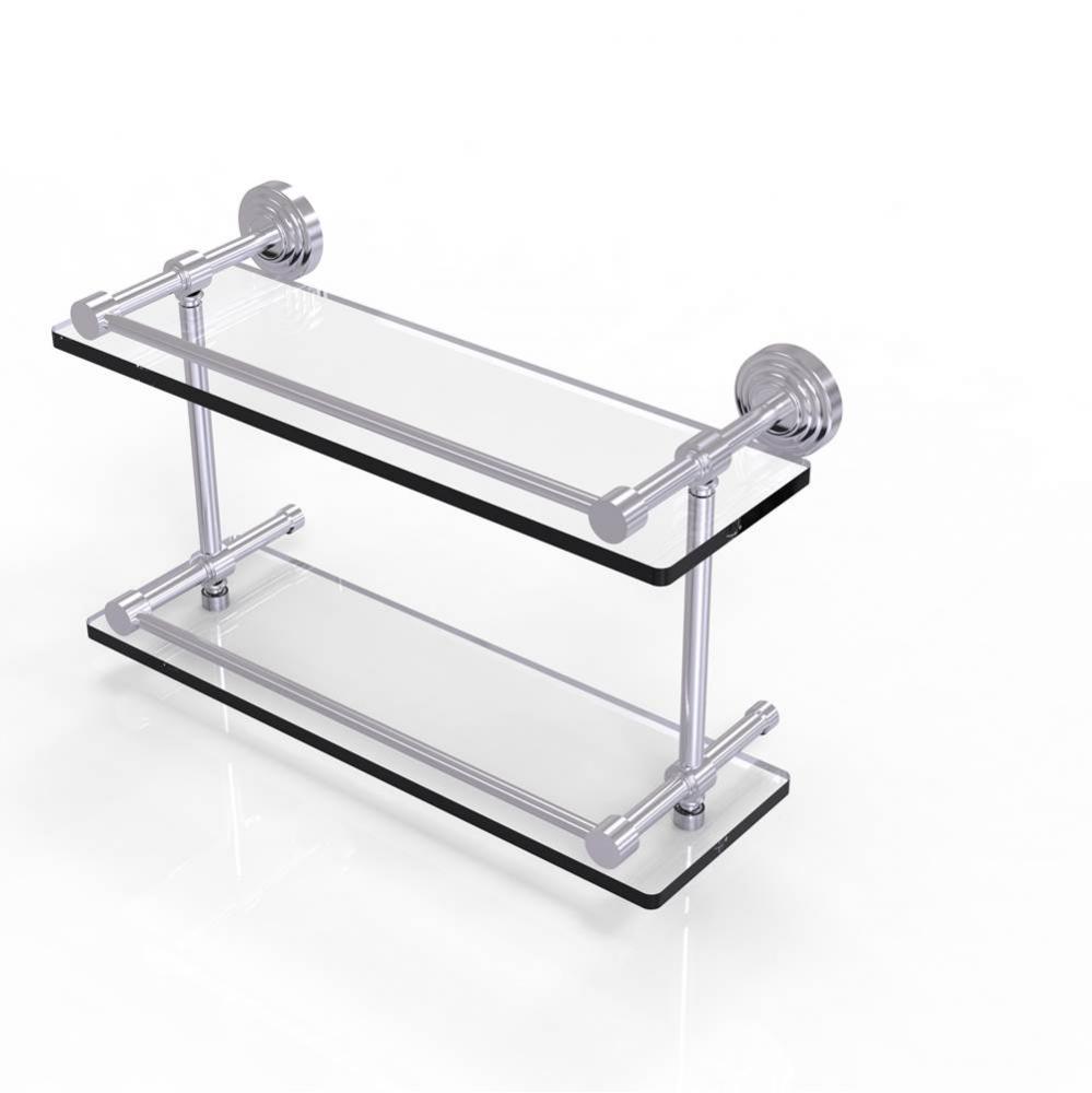 Waverly Place 16 Inch Double Glass Shelf with Gallery Rail