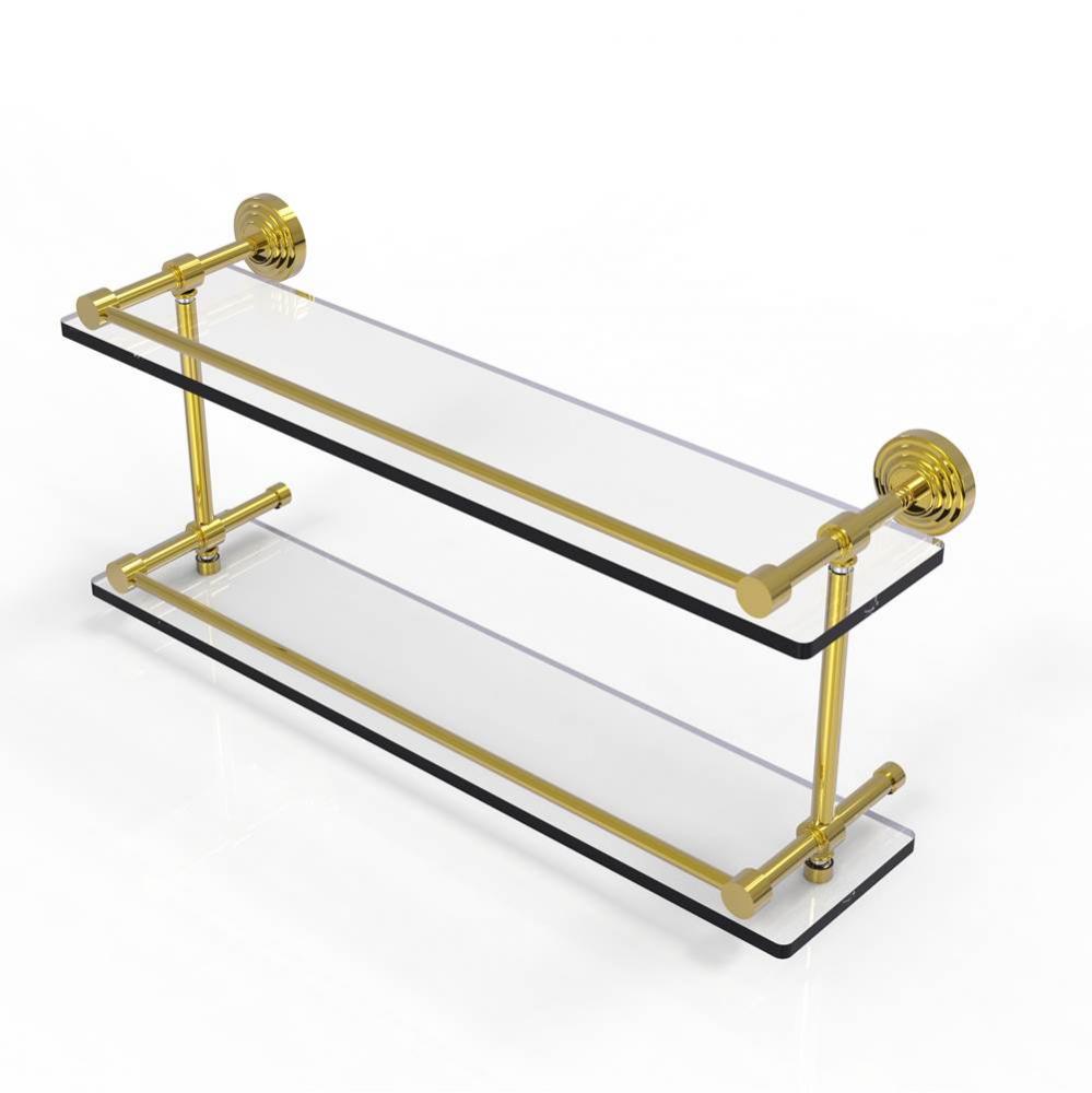 Waverly Place 22 Inch Double Glass Shelf with Gallery Rail