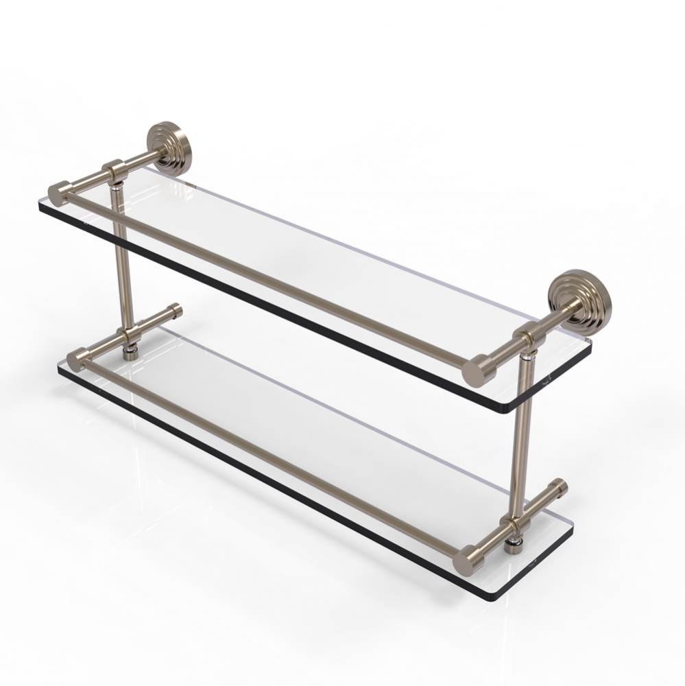 Waverly Place 22 Inch Double Glass Shelf with Gallery Rail
