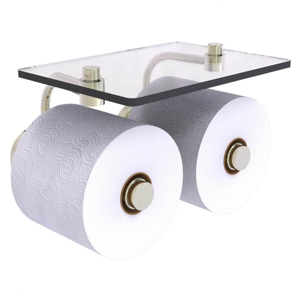 Waverly Place Collection 2 Roll Toilet Paper Holder with Glass Shelf - Polished Nickel