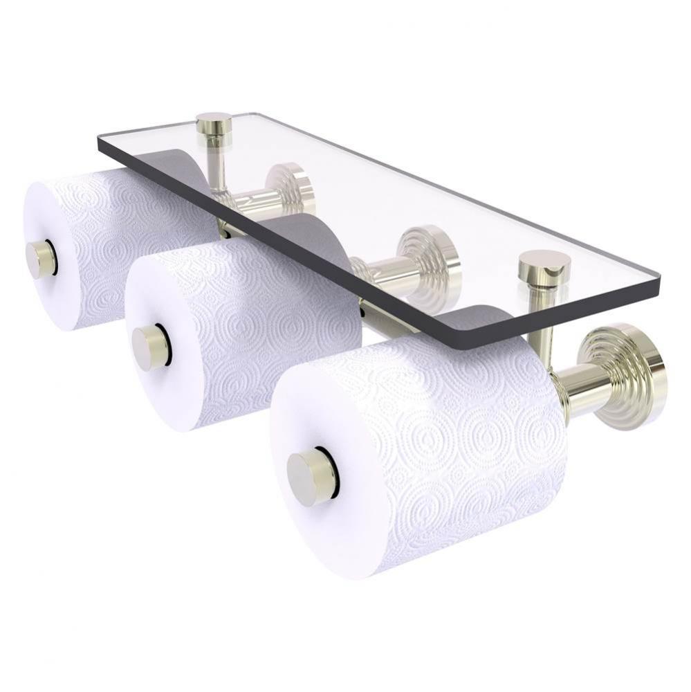 Waverly Place Collection Horizontal Reserve 3 Roll Toilet Paper Holder with Glass Shelf - Polished