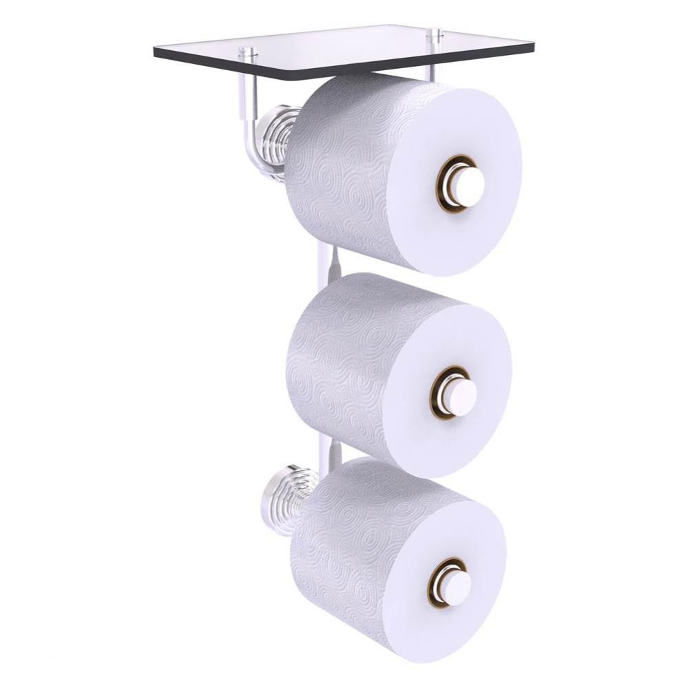 Waverly Place Collection 3 Roll Toilet Paper Holder with Glass Shelf - Polished Chrome