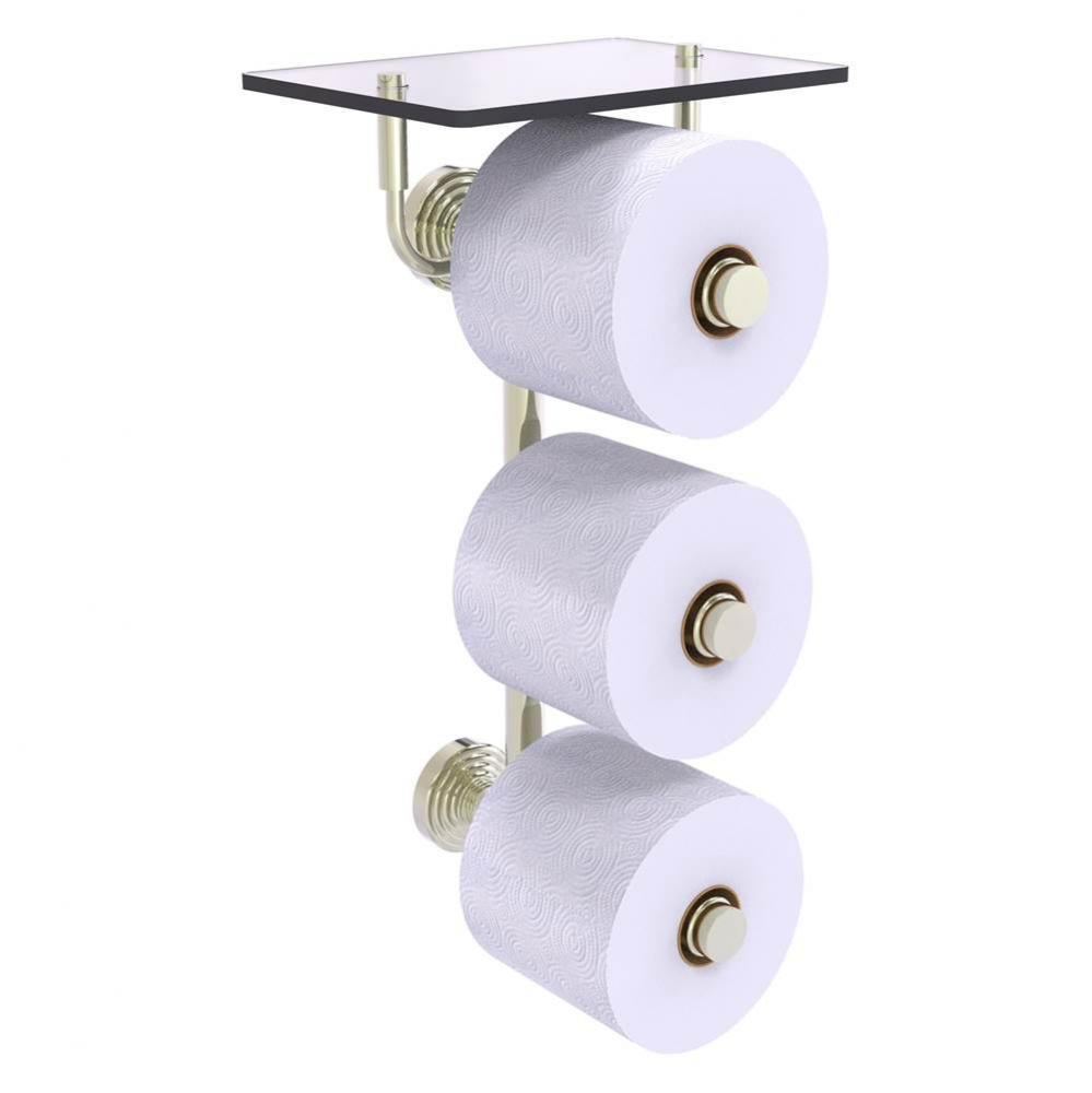 Waverly Place Collection 3 Roll Toilet Paper Holder with Glass Shelf - Polished Nickel